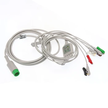 5 шт./лот, совместимый 5-разрядный AHA-зажим, ЭКГ-кабель для монитора пациента Comen C60 C80 12pin