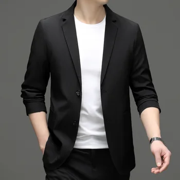 5923-2023 Мужской модный повседневный маленький костюм мужской корейский 68 версия приталенного пиджака, однотонный пиджак