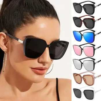 Винтажные женские солнцезащитные очки V400 в большой оправе, большие солнцезащитные очки, Квадратные солнцезащитные очки