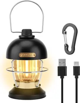 Светодиодная лампа для кемпинга, Ретро фонарь для кемпинга, водонепроницаемый USB Перезаряжаемый с крючком для кемпинга, походов, аварийного отключения питания 3000 мАч