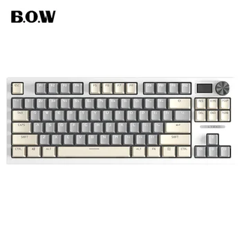 Беспроводная игровая механическая клавиатура BOW с горячей заменой RGB Bluetooth-клавиатуры, Перезаряжаемая проводная клавиатура с многофункциональными ручками