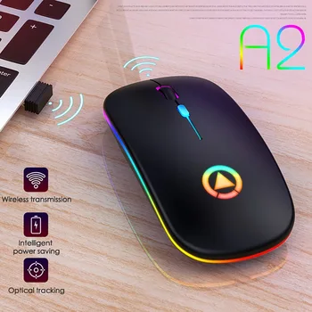 Беспроводная мышь RGB, перезаряжаемая мышь, Беспроводная компьютерная немой Мышь, игровая офисная мышь со светодиодной подсветкой для ПК, ноутбука