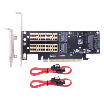 M2 NVMe SSD NGFF для PCIE 3,0x16 Адаптер M Ключ B Ключ mSATA PCI Express 3,0 M.2 NVME SSD M2 SATA SSD mSATA 3 в 1 Конвертер Riser