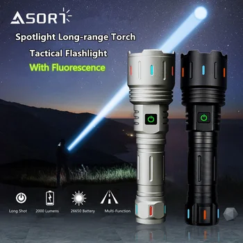 Мощный светодиодный фонарик мощностью 30 Вт с телескопической фокусировкой и сильным светом, USB-зарядка с ночным люминесцентным светом