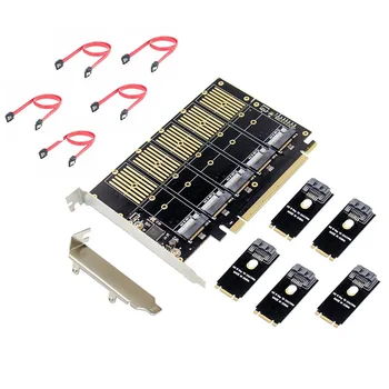 PCIe 5-Портовая карта расширения M2 Key B SATA3.0 SSD JMB585 PCIe SATA M.2 Карта-конвертер NVME PCIe