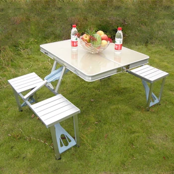 Цельный складной стол и стул из алюминиевого сплава, уличный интегрированный портативный стол для пикника, автомобильный кемпинг, пляжный столик для стойла