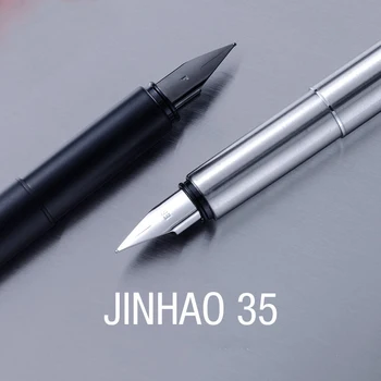 Высококачественная авторучка Jinhao 35 с матовым черным пером из нержавеющей стали 3,08 мм, Чернильные ручки, Канцелярские принадлежности, Школьные принадлежности