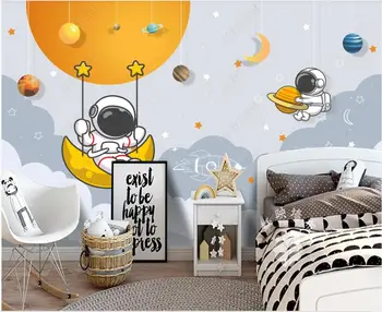 фотообои на заказ 3d обои на стену Мультфильм космический астронавт детская комната домашний декор обои для стен в рулонах