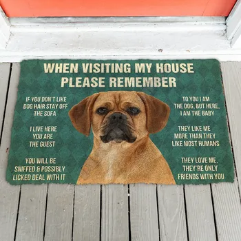 3D Пожалуйста, помните Правила Поведения В Доме Для Собак Puggle Коврик Нескользящие Дверные Коврики Декор Крыльца Коврик
